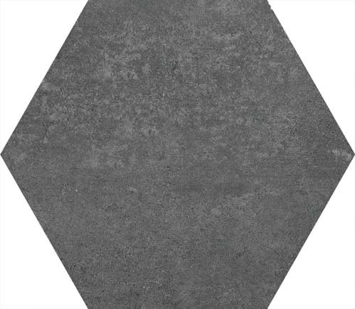 Fliese Sechseck Hexagon schwarz Betonoptik Zementoptik kalibriert Groundhex Marengo