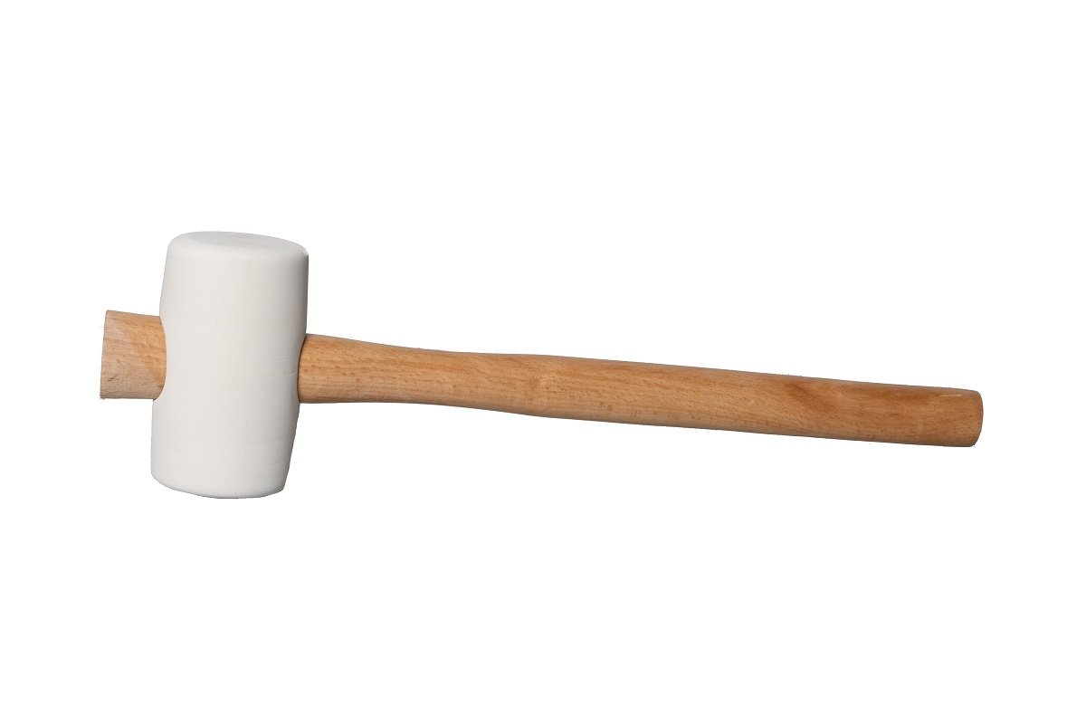 Gummihammer mit Holzstiel Fliesenhammer weiß 65mm Hufa