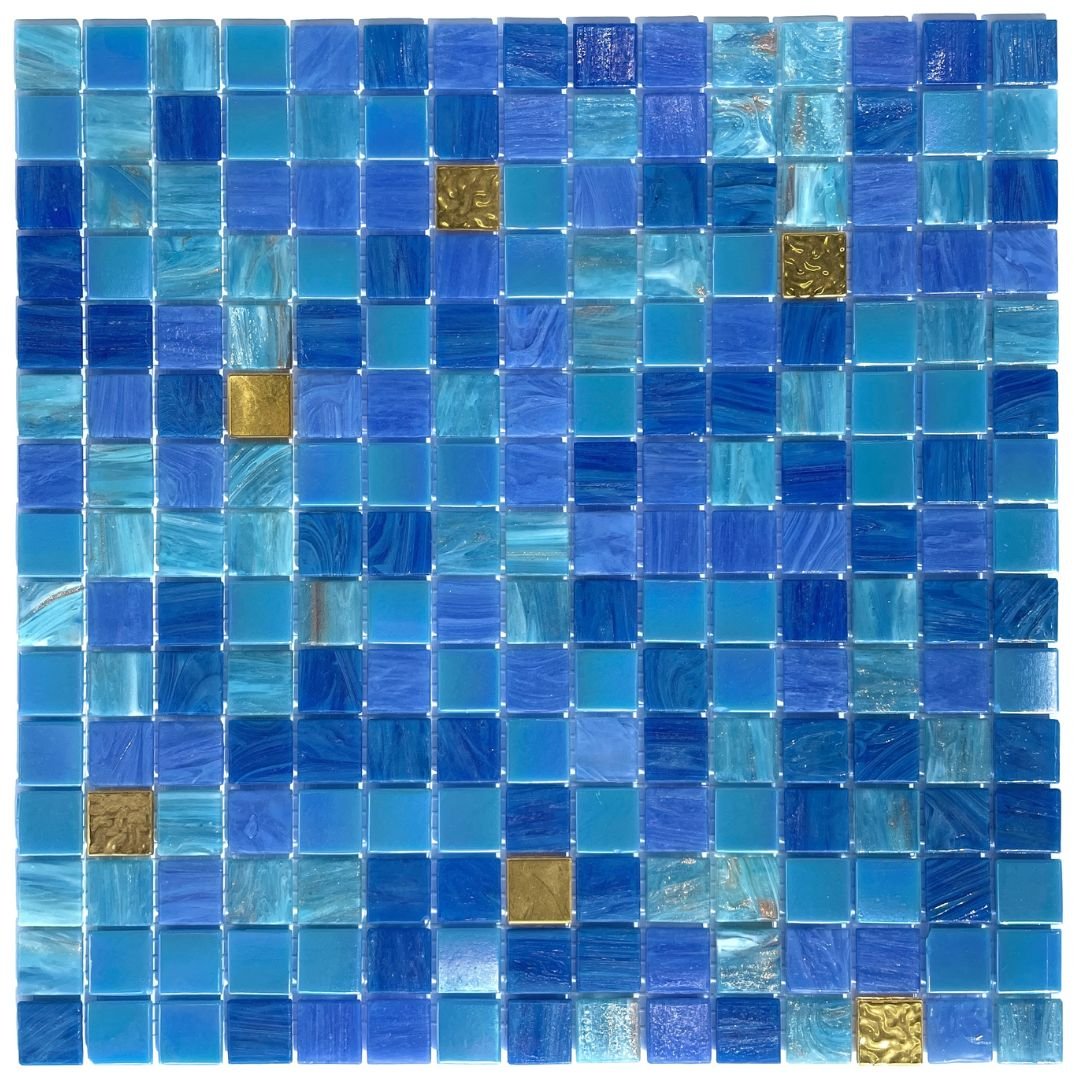 Bisazza Mosaikfliesen "Aurora" blau gold mix 32,2x32,2cm