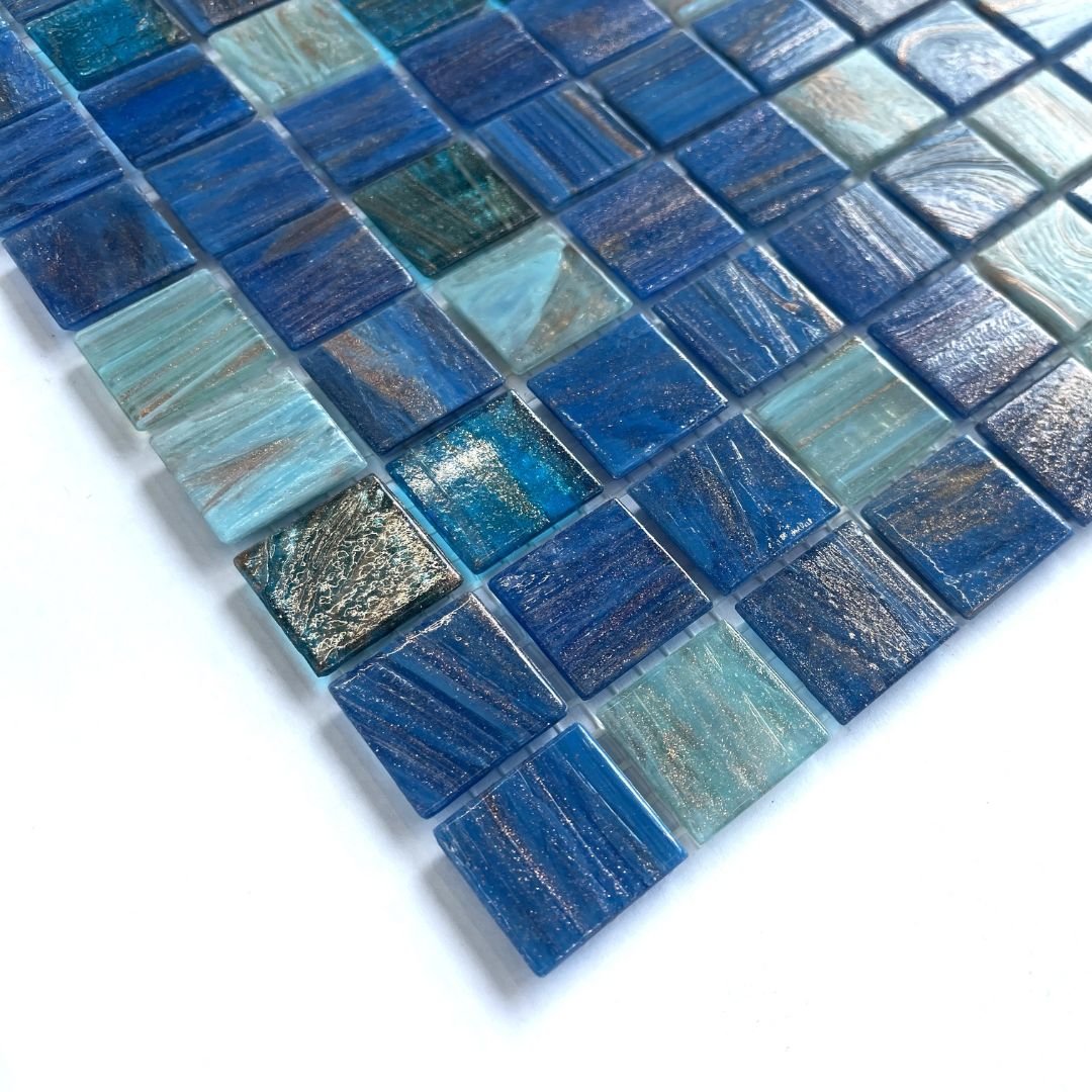 Bisazza Mosaikfliesen "Acquario" blau gold schimmernd 32,2x32,2cm