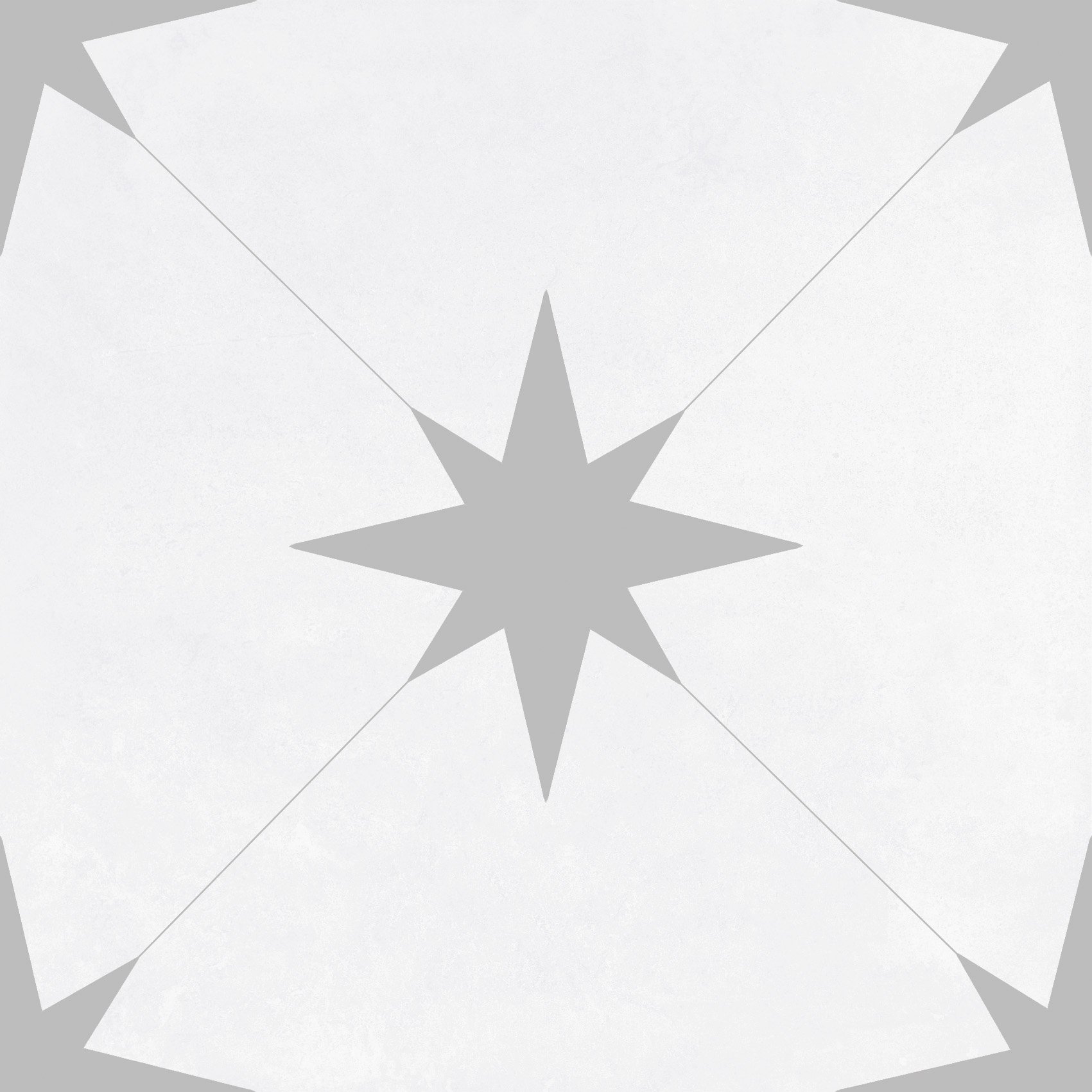Retro-Fliese Sternenmuster Llevant grey graue Sterne Bodenfliesen Wandfliesen grau weiss