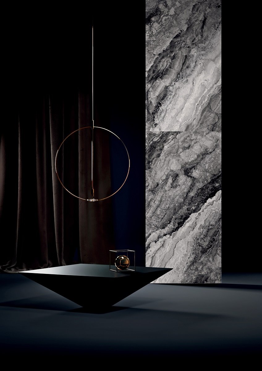 Fliese Marmor-Optik anthrazit schwarz marmoriert matt Mystic Dark Sant Agostino
