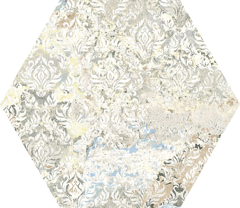 Fliese Sechseck Hexagon Vintage Teppichoptik beige 25x29cm "Carpet Sand natural"