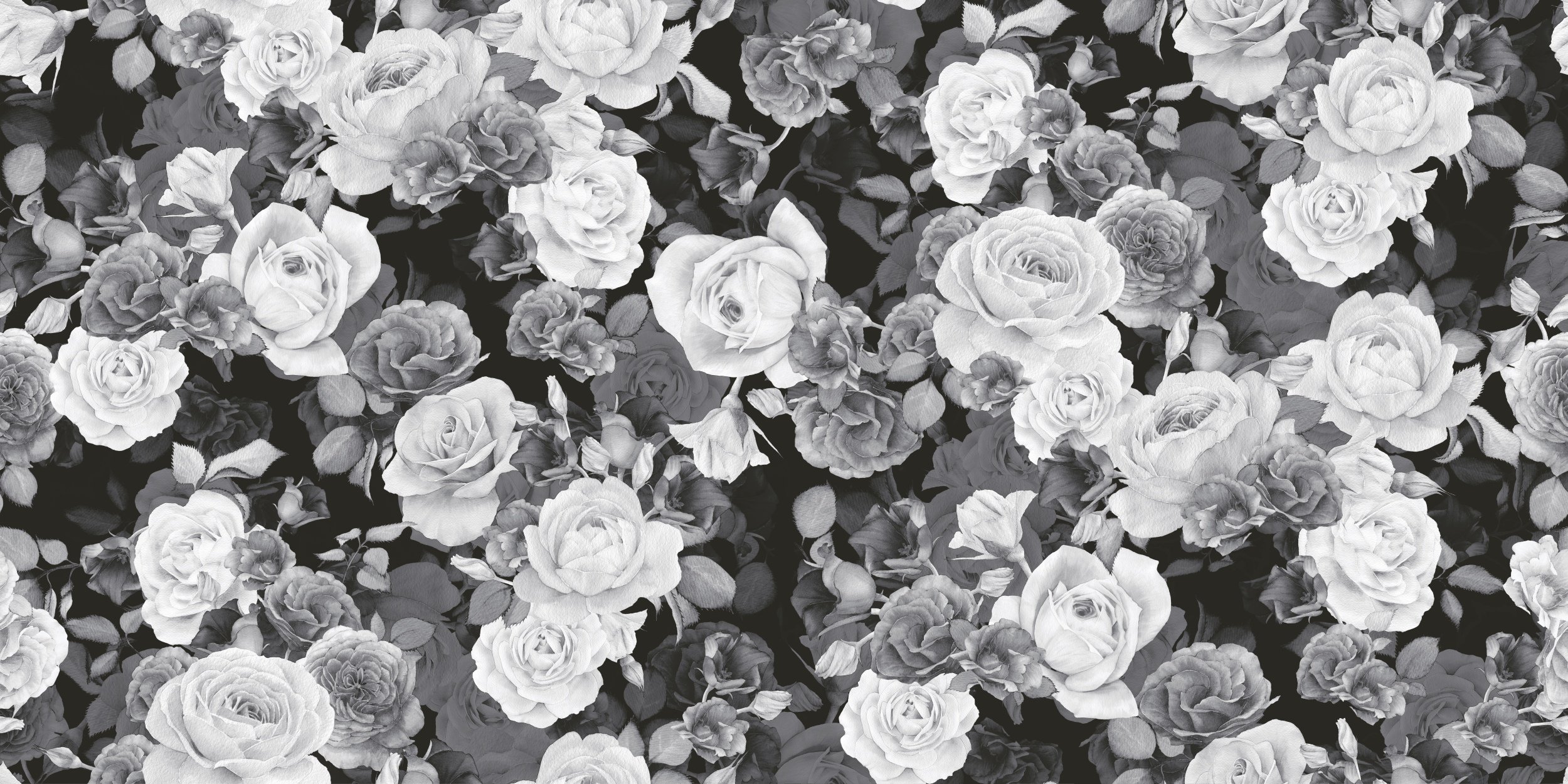 Fliese Blumen-Dekor Rosen Romantic schwarz Wandbild Dekorfliese 60x120 cm