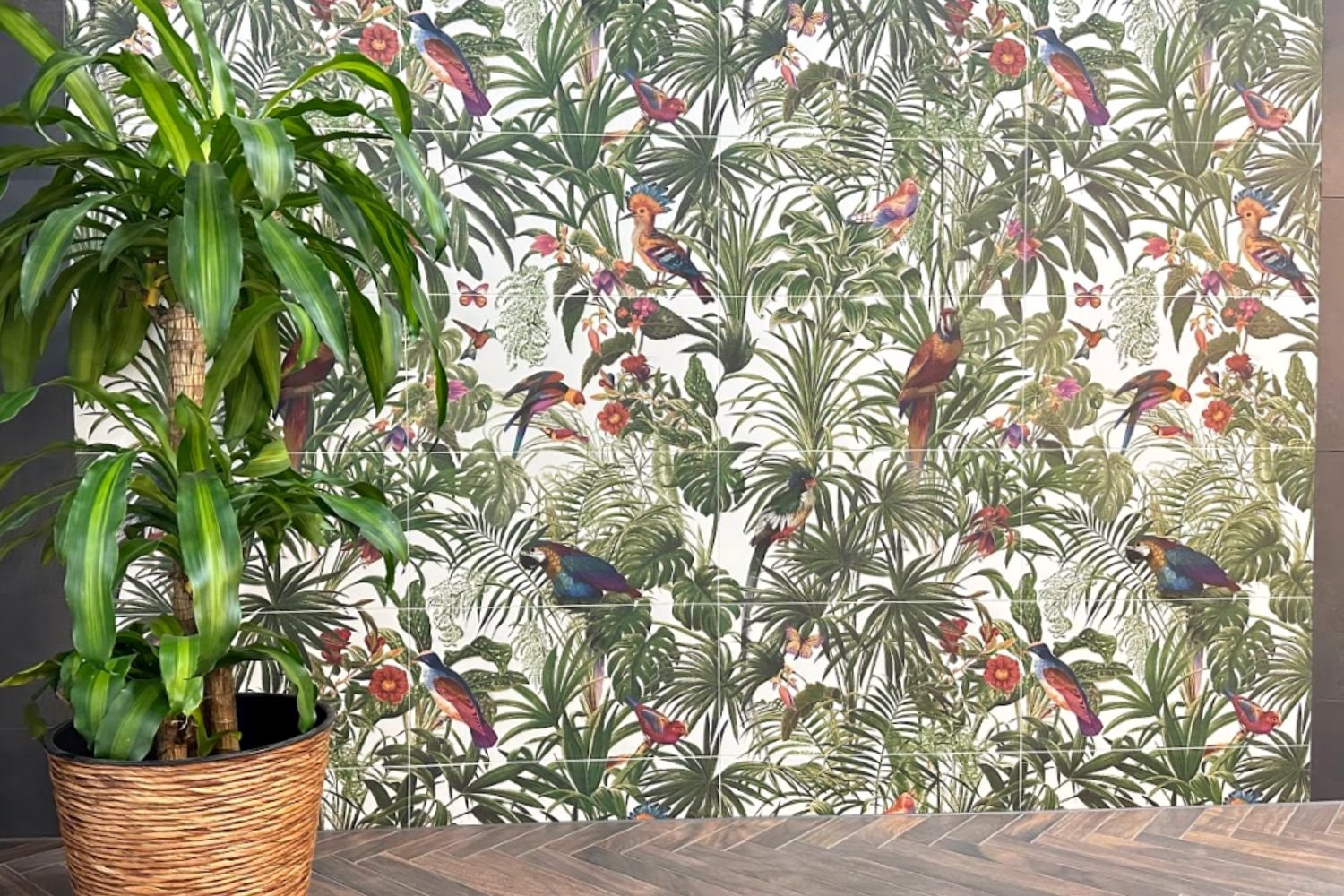Dekorfliese Urban Jungle Wandbild Dschungel matt "Pantanal" Set aus 8 Teilen á 30x60cm