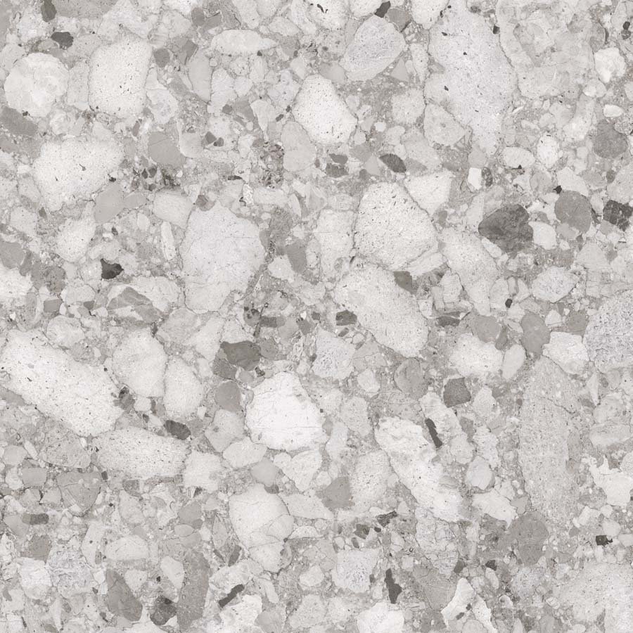 Fliese Terrazzo-Steinoptik grau glänzend "Veni Grey" rektifiziert 