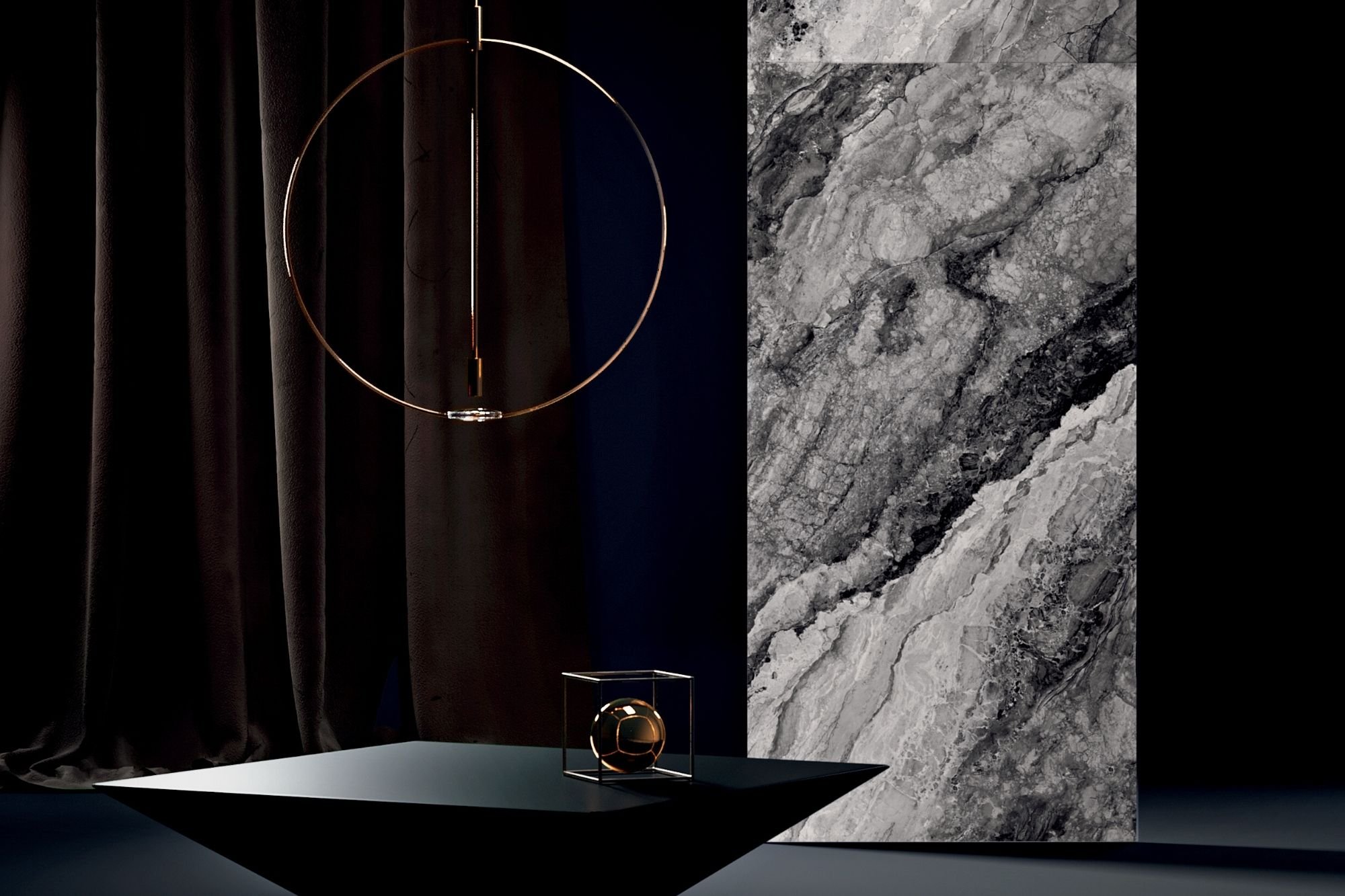 Fliese Marmor-Optik anthrazit schwarz marmoriert matt Mystic Dark Sant Agostino