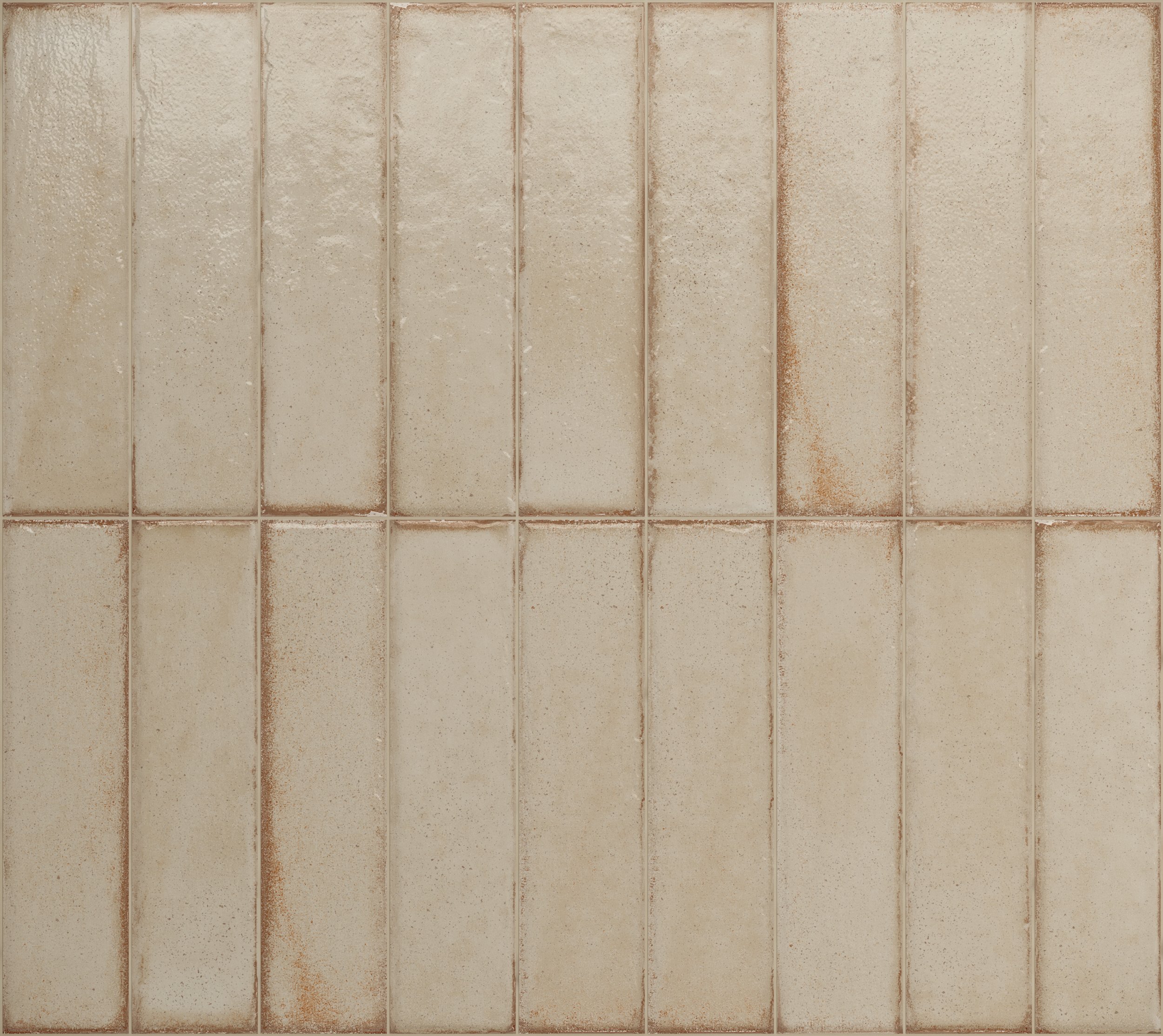 Fliese glasiert unregelmäßige Oberfläche "Tetris Beige" hell-beige creme glänzend 5x20cm