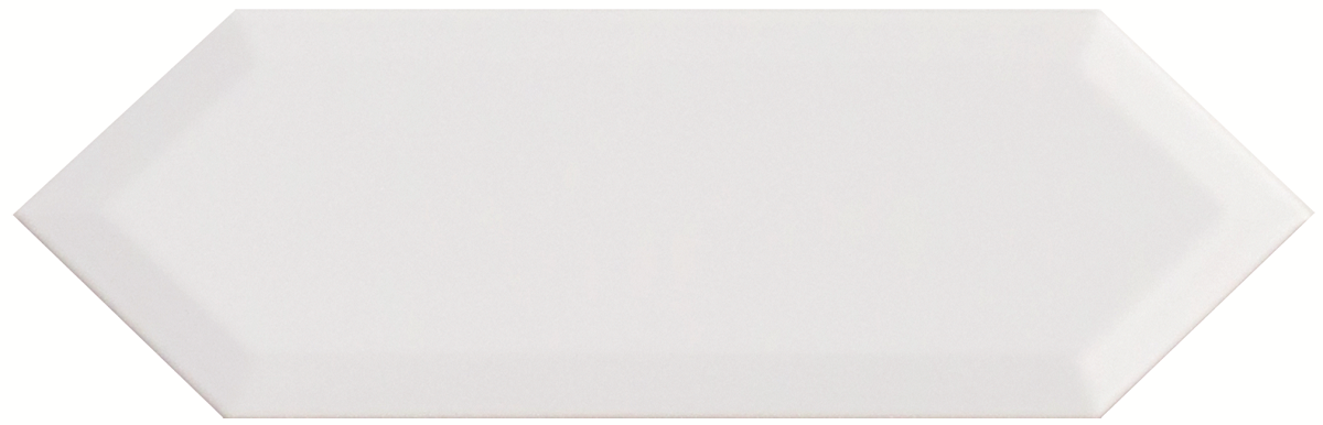 Wandfliese Sechseck mit Facette weiß glänzend 10x30 cm