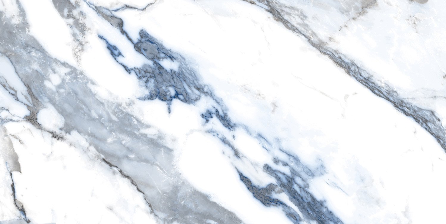 Fliese blau marmoriert Paonazzetto-Marmor-Optik poliert kalibriert Crash Blue