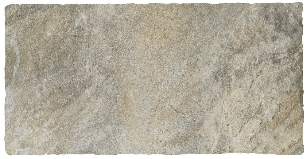 Terrassenplatte rustikale Kante Steinoptik 40x80 cm "Stones du Monde Ardesia" grau-beige Feinsteinzeug 