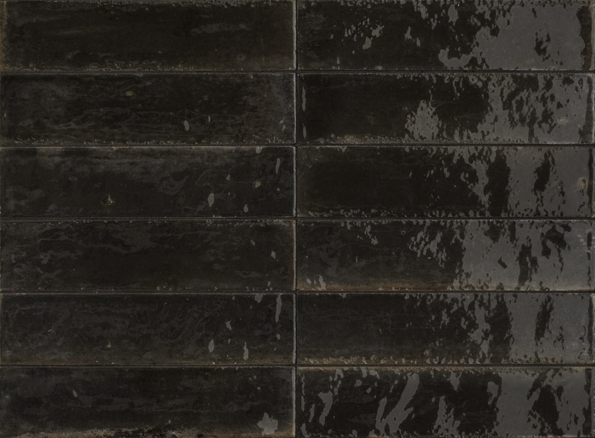 Fliese schwarz glasiert unregelmäßige Oberfläche Look Ragno by Marazzi