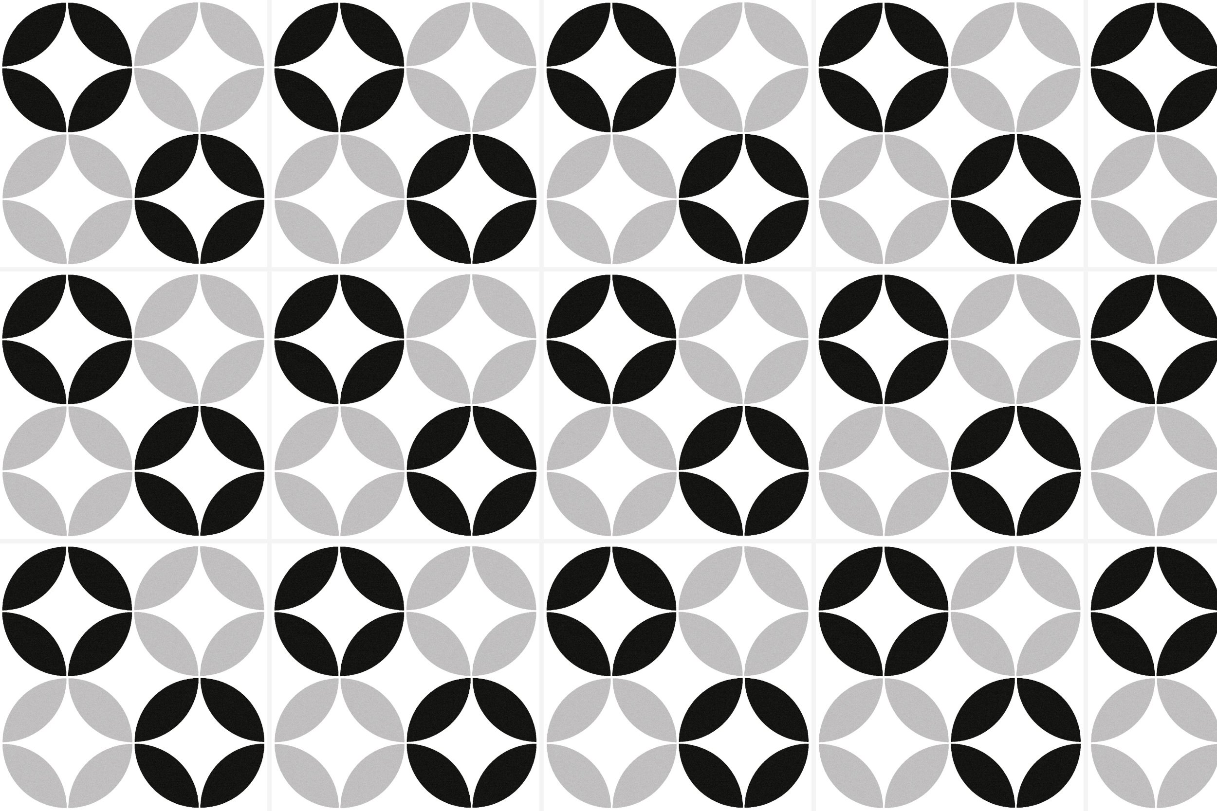 Retro Fliese Patchwork-Muster schwarz grau weiß Cover