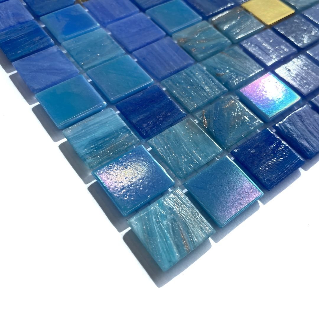 Bisazza Mosaikfliesen "Aurora" blau gold mix 32,2x32,2cm