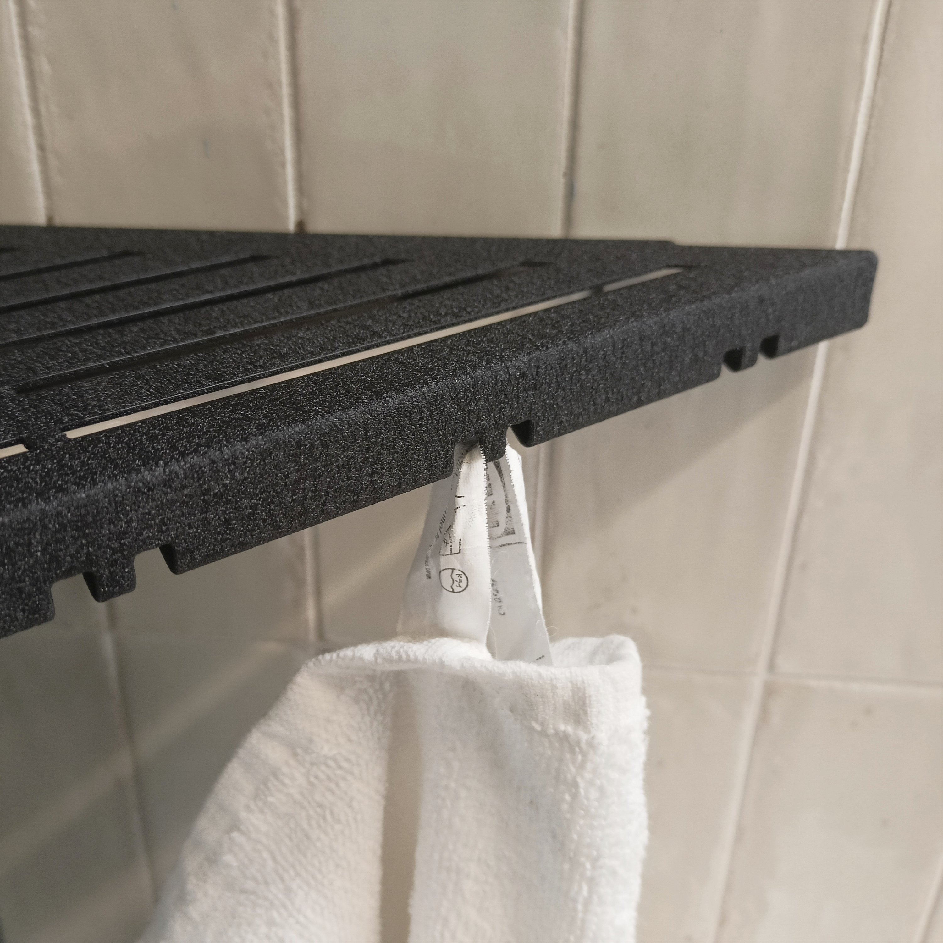 ABLAGO Duschablage Classic schwarz für Dusche mit Haken nachträglich einbaubar