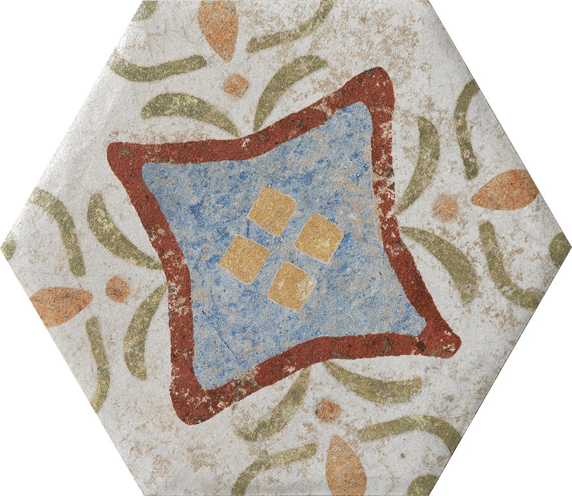 Fliese Dekor Hexagon "Cotto del Campiano Emiliane Mix" 15,8x18,3cm CIR (Farbmischung nach Zufall)