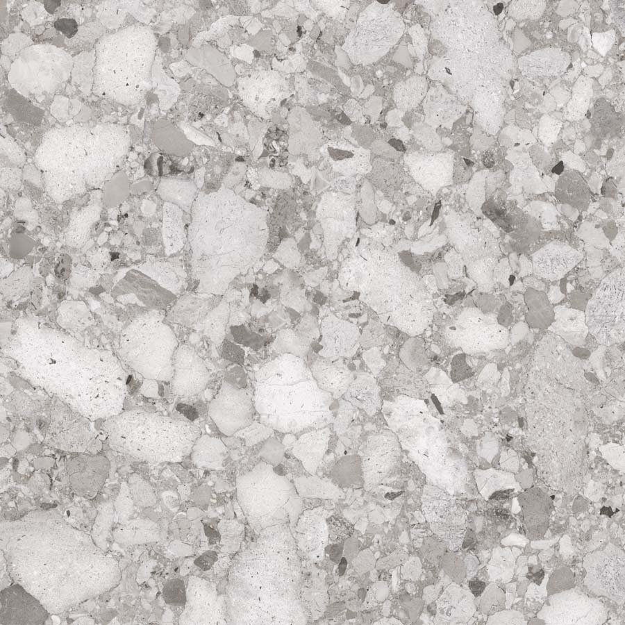 Fliese Terrazzo-Steinoptik grau matt "Veni Grey" rektifiziert