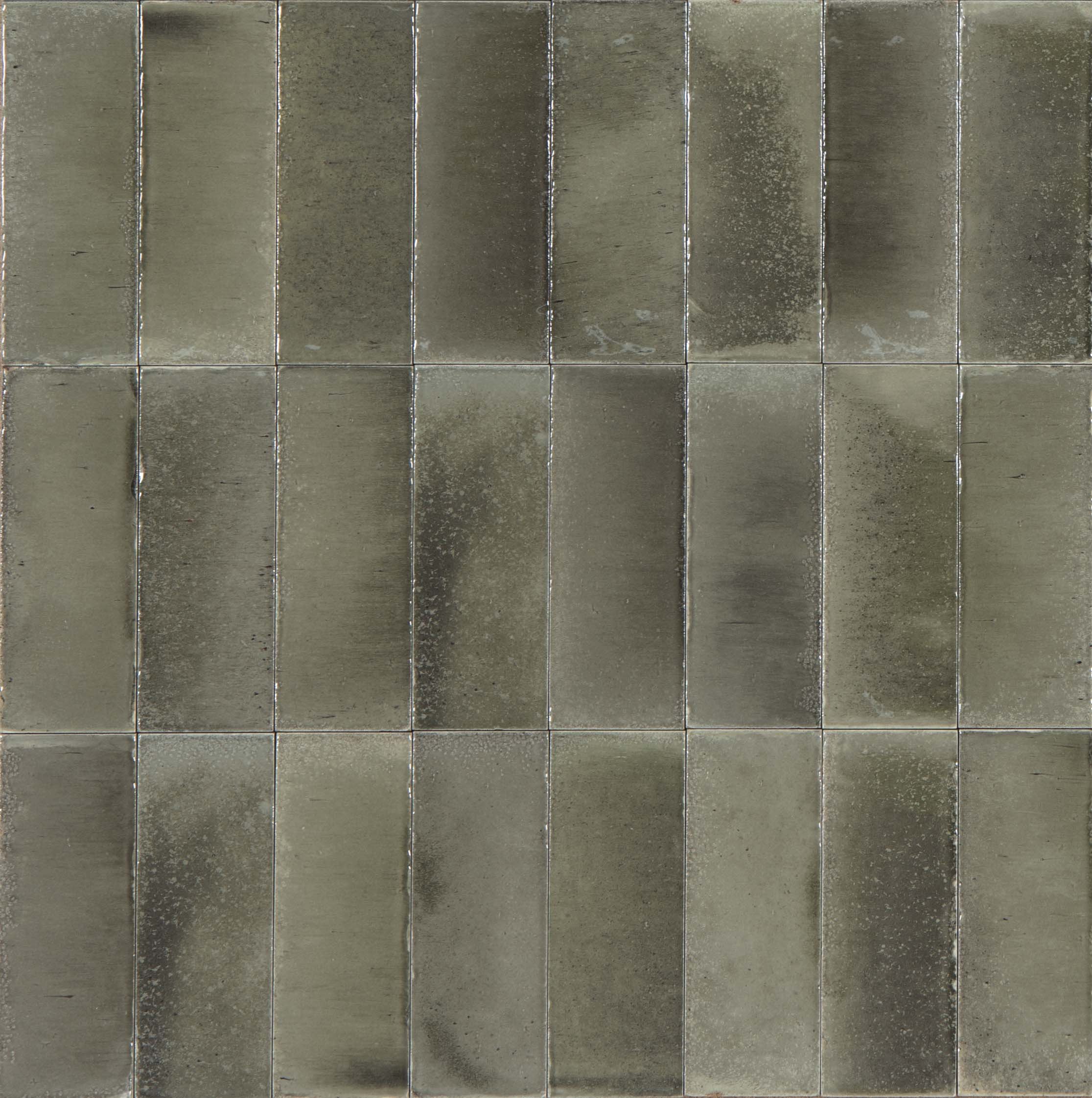 Fliese glasiert unregelmäßige Oberfläche "Gleeze" grau glänzend 7,5x20 cm Ragno by Marazzi
