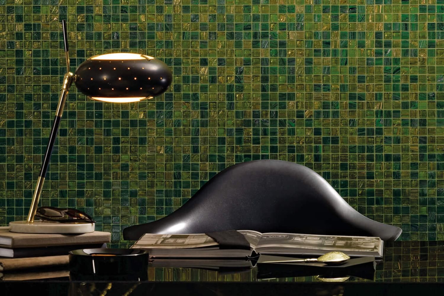 Bisazza Mosaikfliesen "l'Elba" grün glänzend 32,2x32,2cm