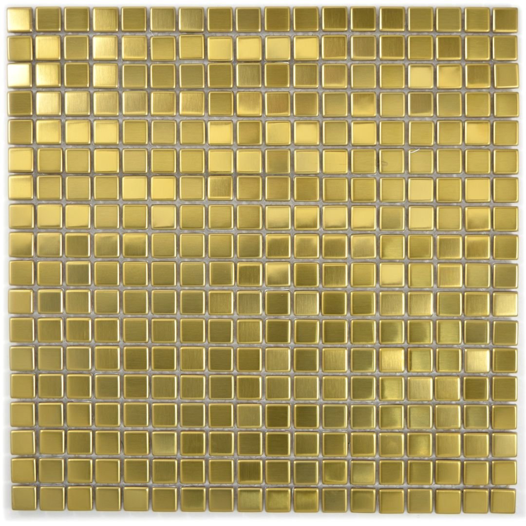 Mosaikfliesen Edelstahl gold 