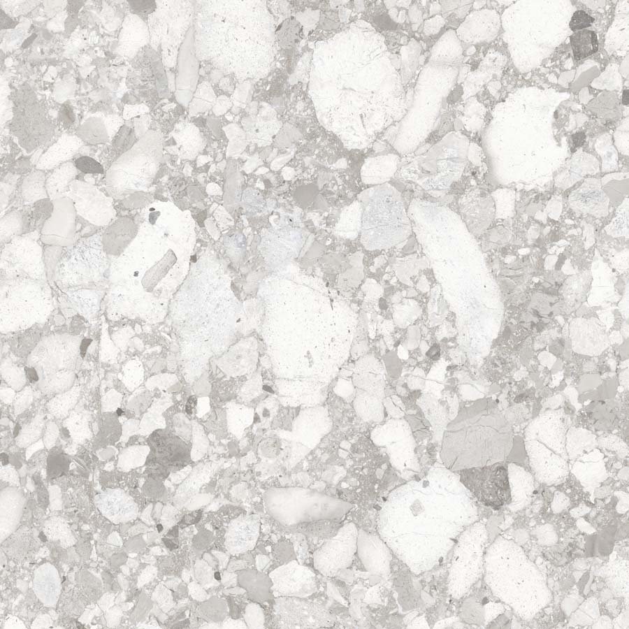 Fliese Terrazzo-Steinoptik weiß matt "Veni Pearl" rektifiziert