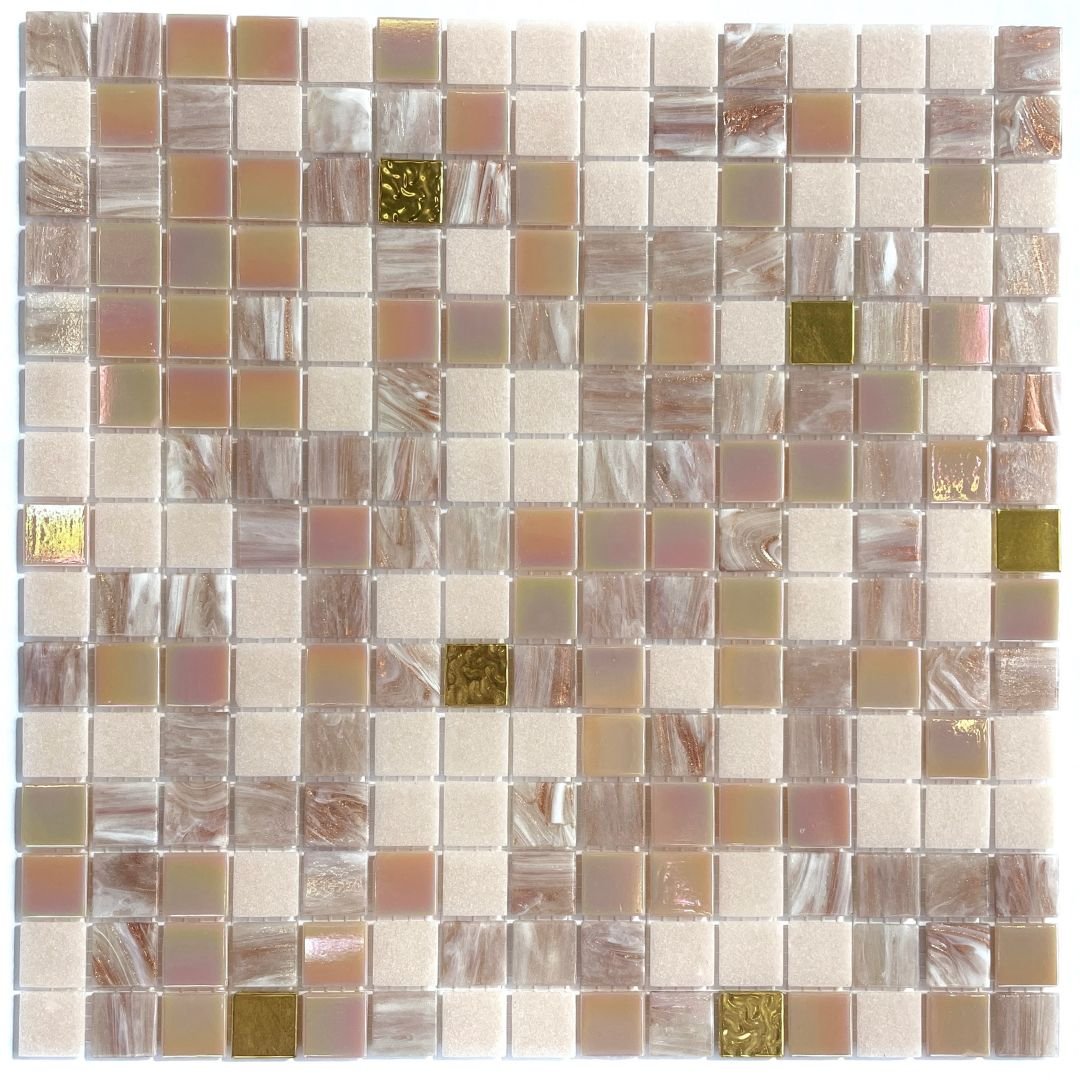 Bisazza Glas Mosaik "Amalia" rosa gold glänzend 32,2x32,2cm für Pool, Wand & Boden