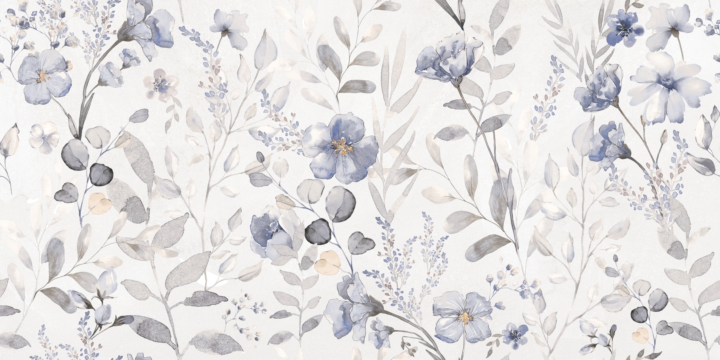Fliese Blumen-Dekor weiß-blau Sakura Dekorfliese Schlafzimmer 60x120 cm