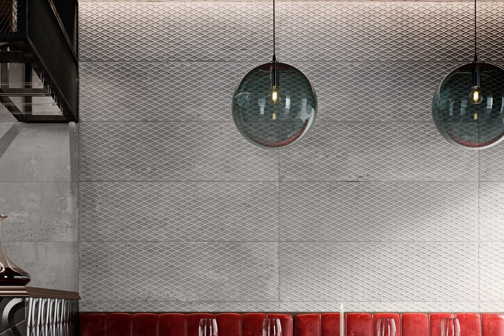 Wandfliese Dekor Metalloptik grau kalibriert 30x100cm Metallic Wall Grey Plate