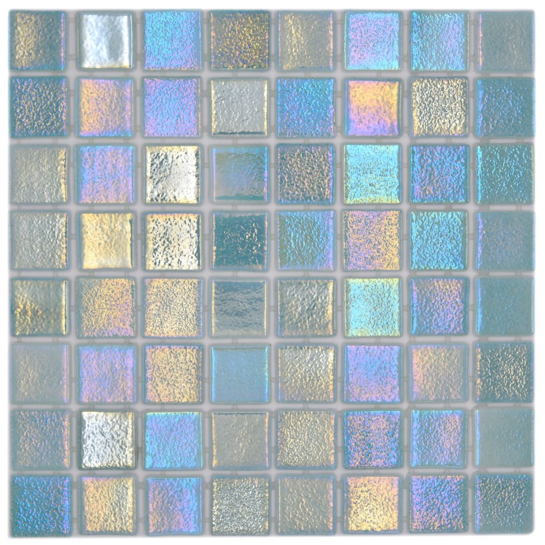 Mosaikfliesen Glas Eco Shell türkis glänzend 31,6x31,6 cm Dusche Pool Küche Thekenverkleidung