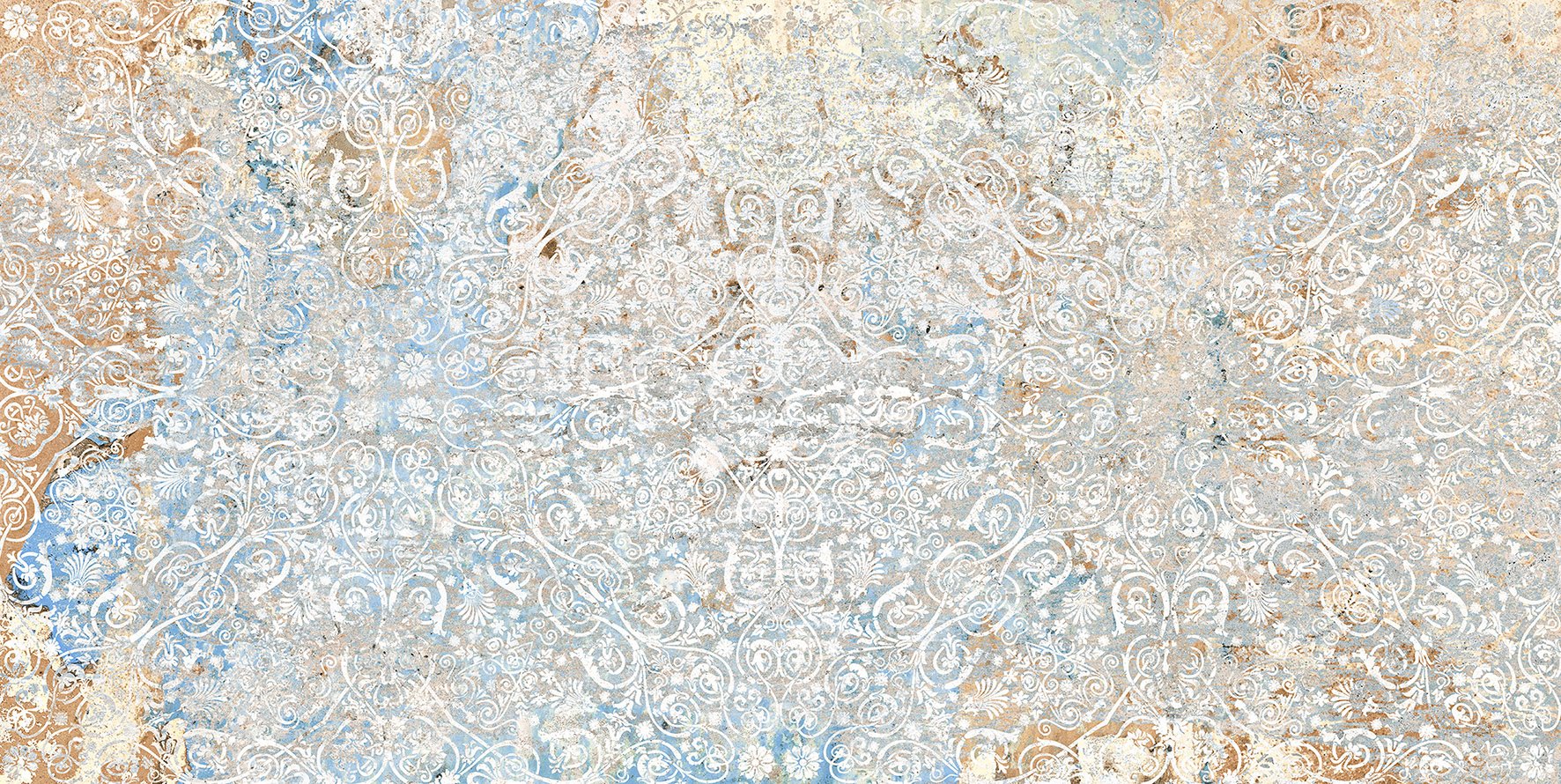 Terrassenplatte Feinsteinzeug Vintage Teppichoptik Carpet Vestige Aparici verschiedene zufällige Dekor