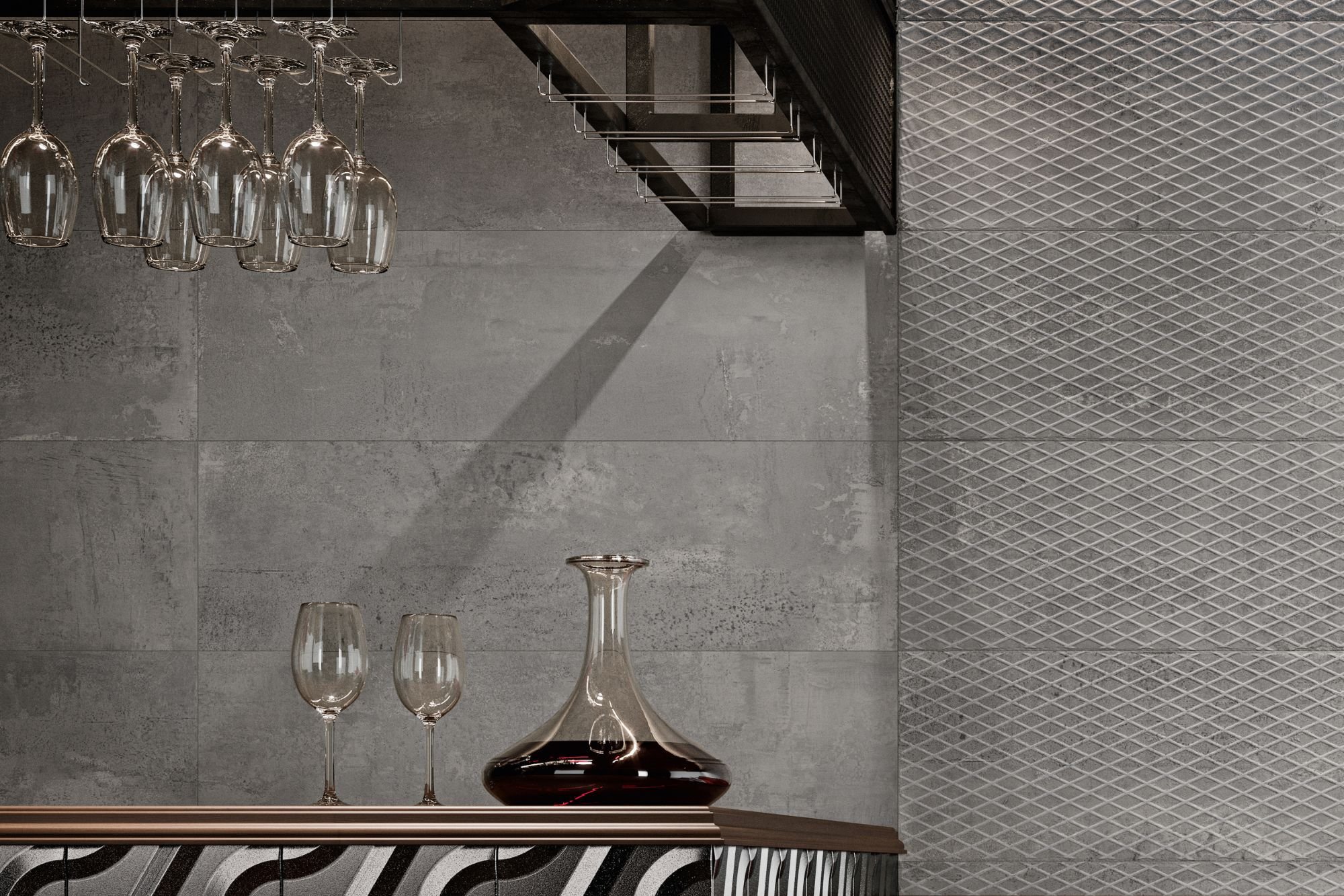 Wandfliese Metalloptik grau kalibriert 30x100cm Metallic Wall Grey