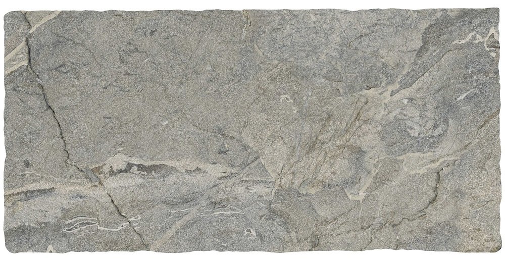Terrassenplatte Steinoptik 40x80 cm "Stones du Monde Breccia" rustikale Kante grau Feinsteinzeug