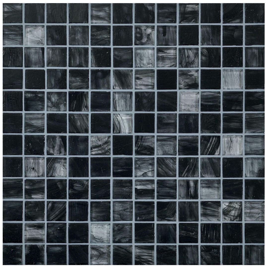 Bisazza Mosaik Glas schwarz grau glänzend