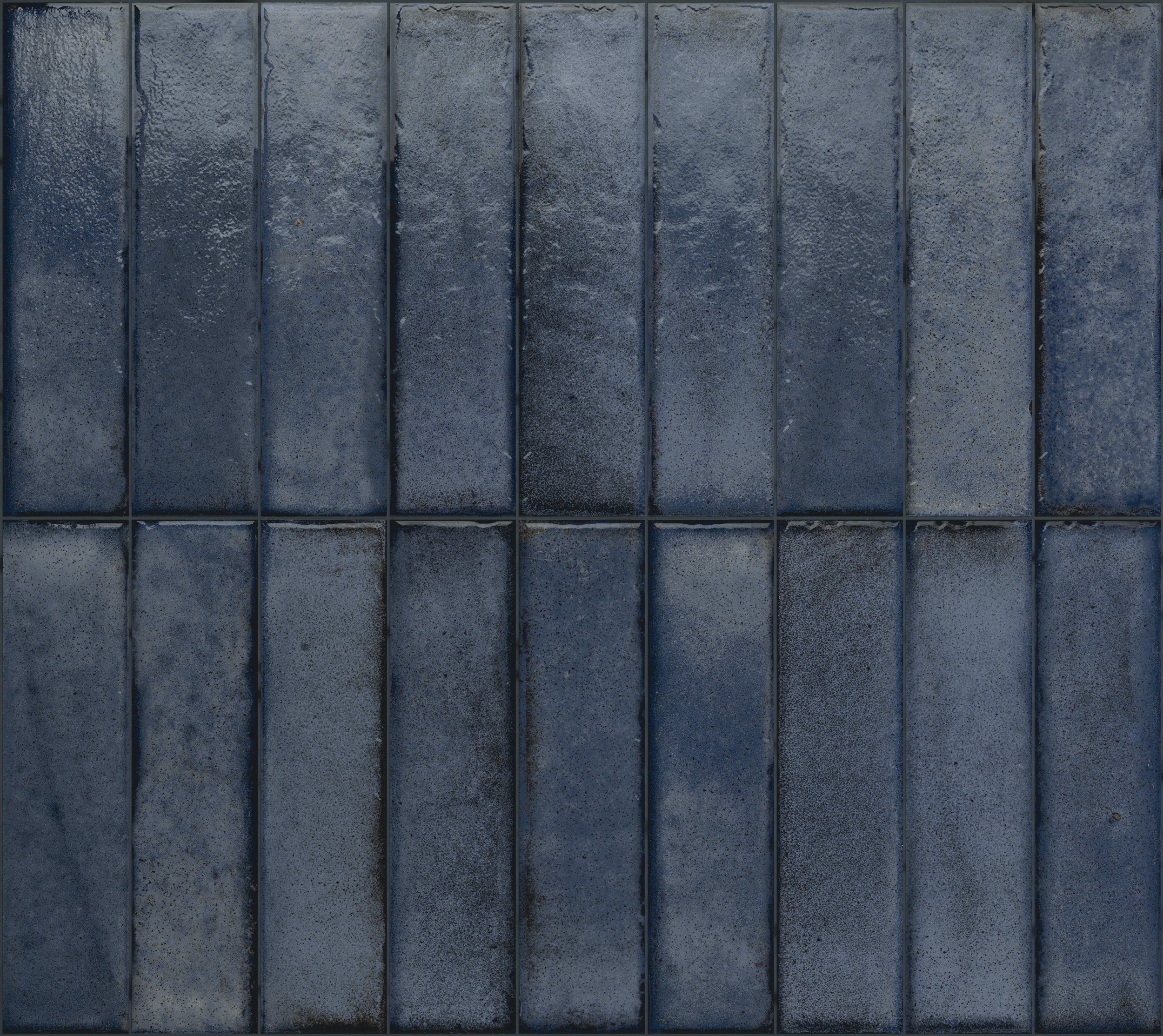 Fliese glasiert unregelmäßige Oberfläche "Tetris Ocean" dunkelblau glänzend 5x20cm