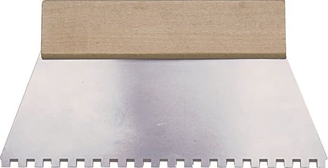 Fliesenkleber-Spachtel 8x8 Zahlung 180mm breit mit Holzgriff Hufa