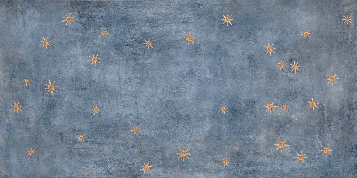 Fliese Sternendekor Betonoptik Zementoptik blau "Affrescati Lapis Giotto" rektifiziert