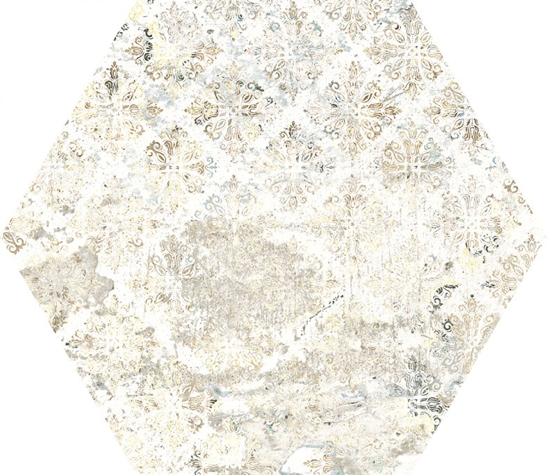 Fliese Sechseck Hexagon Vintage Teppichoptik beige 25x29cm "Carpet Sand natural"