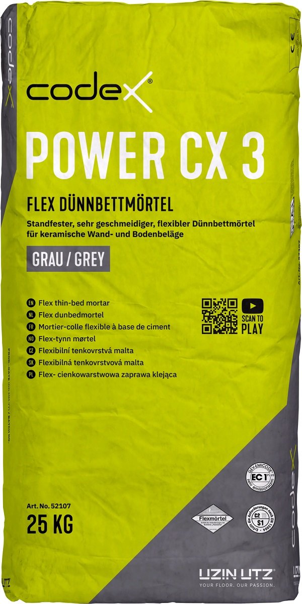 Fliesenkleber Flexkleber Dünnbettmörtel Codex Power CX3 25 kg für innen & außen
