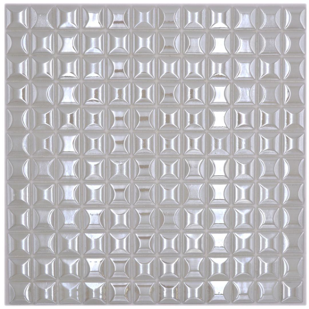 Mosaikfliesen metallic weiß glänzend 31,5x31,5cm auf Netz