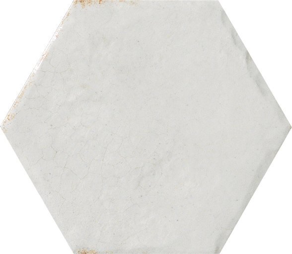 Fliese Hexagon Vintage Shabby "Cotto del Campiano Bianco Antico" 15,8x15,8cm CIR weiß