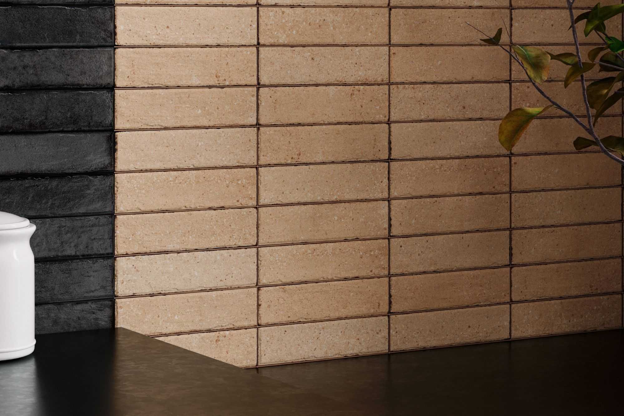 Fliese glasiert unregelmäßige Oberfläche "Tetris Block Sand"  sandbeige matt 5x20cm