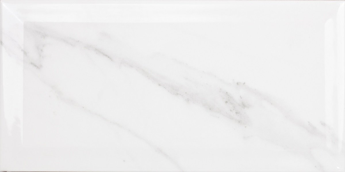 Wandfliese Metro mit Facette Marmor-Optik weiß glänzend 10x20cm