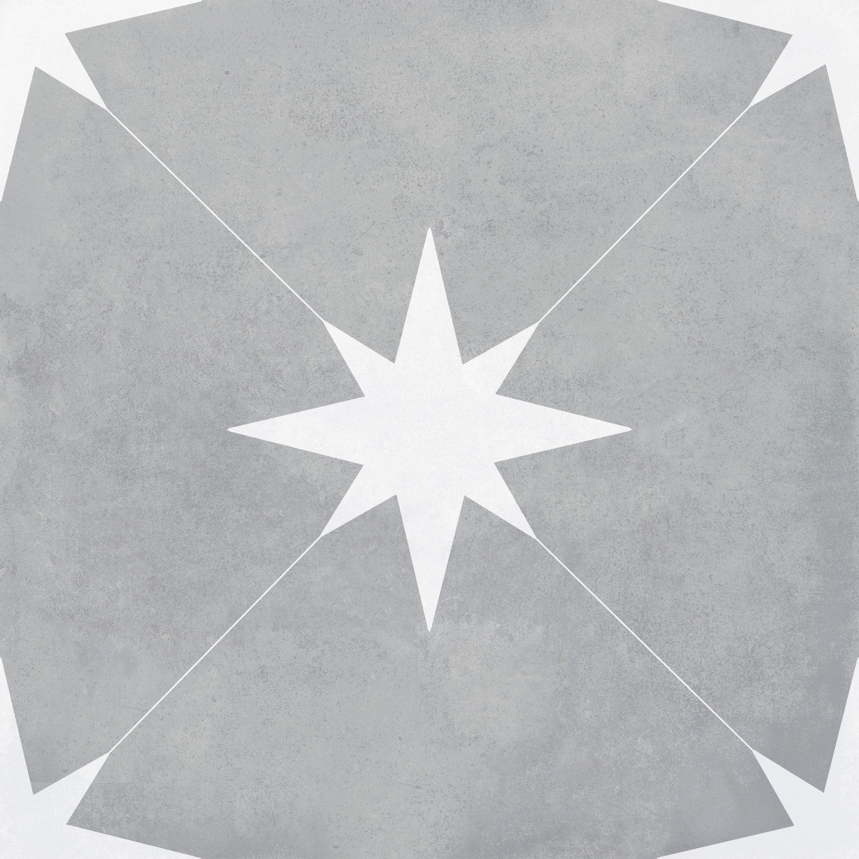Retro-Fliese Sternenmuster Ponent grey graue Sterne Bodenfliesen Wandfliesen grau weiss